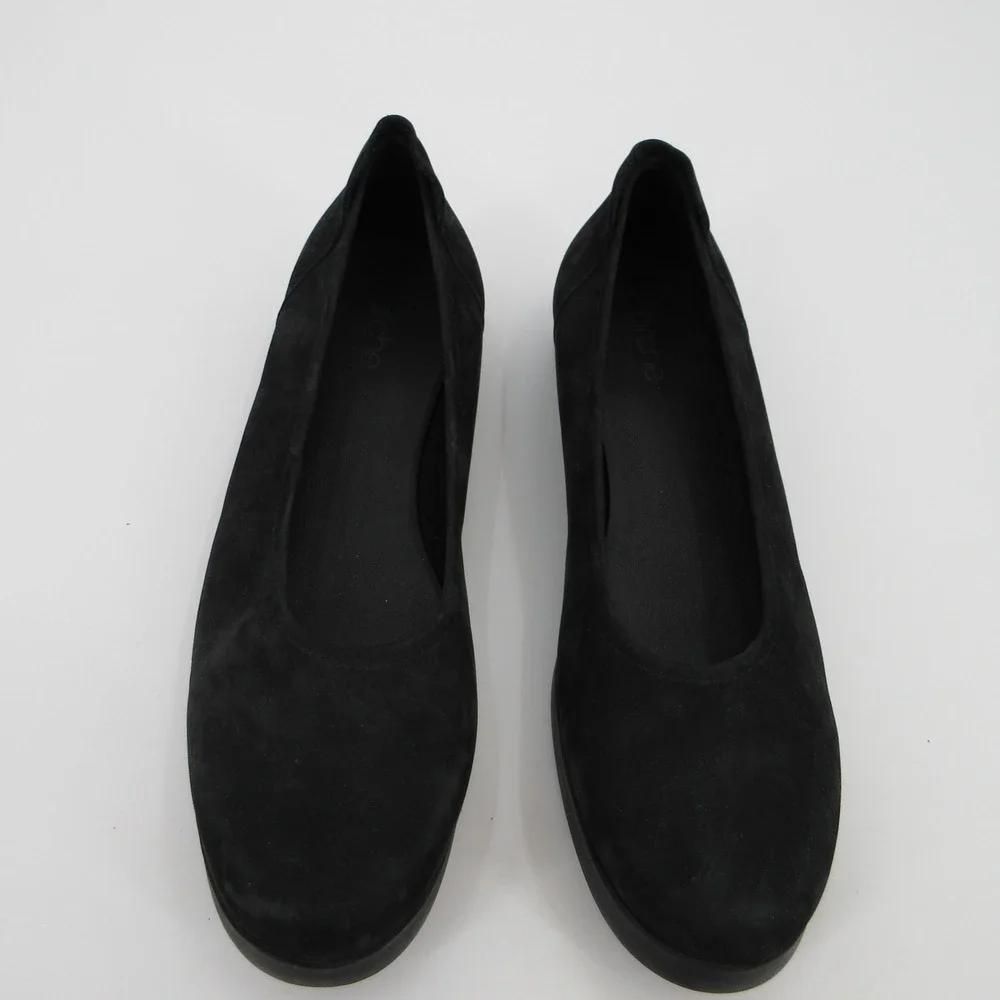 Arche Black Sz 11 Nubuck Leather Flats Round Toe Slip On Shoes Made in France